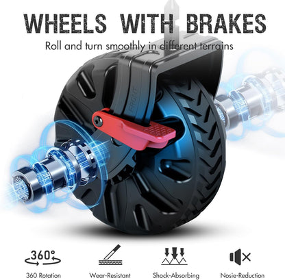 PORTAL Collapsible Wagon with Brakes, Heavy Duty Utility Cart with All-Terrain Wheels, Portable Folding Wagons for Camping, Beach, Garden, Shopping, and Groceries