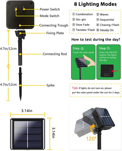 6 Pack 600 LED Solar String Lights for Outside, Solar Christmas Lights Outdoor with 8 Lighting Modes, Waterproof Green Wire Solar Powered Tree Light for Xmas Party Yard Garden Decorations (Warm White)