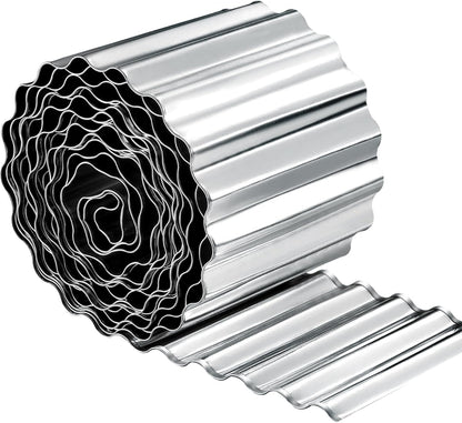 Garden Edging, Corrugated Garden Edging Border Metal Landscaping Edging Border Suitable for Flower Bed and Lawn Edging (6 Inch x 20 FT, Silver)