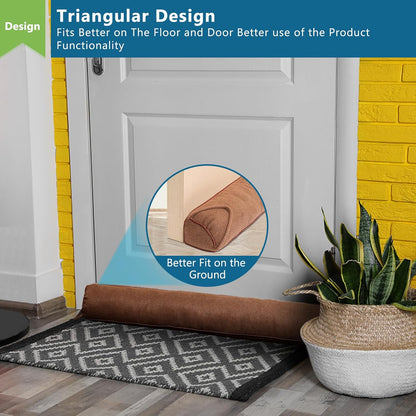 Triangle Under Door Draft Stopper 36 inch Weighted Draft Blocker Bottom Seal Noise Air Guard for Doors and Windows, Brown