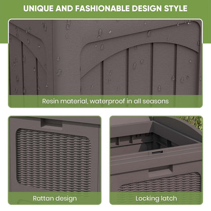 Patiowell 36 Gallon Outdoor Trash Can, Resin Outdoor Garbage Can with Lid for Patio, Backyard, Deck, Dark Brown