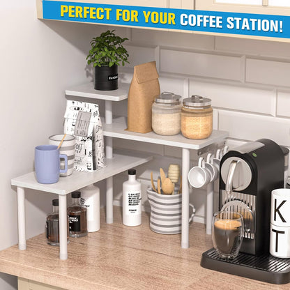 JayRex Bathroom Organizer Countertop Corner Shelf, 3 Tier Moveable Organizer for Make Up, Dresser Table, Desktop (White)