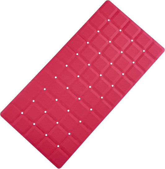 Foldable Silicone Bathtub Mat: Jumbo Size Heavy Duty Safety Bath Mat for Tub Without Suction Cups Non Slip Bath & Shower Mat for Textured, Reglazed, Refinished Tub (Crimson Red, 35.8 x 17.7)