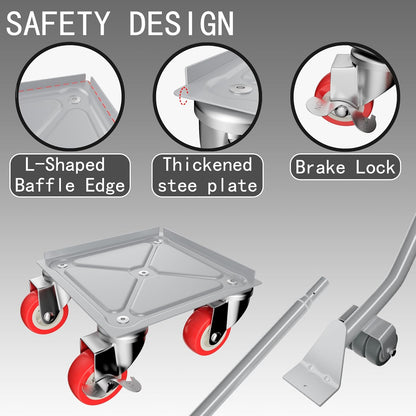 Furniture Dolly,Furniture Movers with 5 Wheels,Carbon Steel Panel Heavy Duty Dolly,Furniture Lifter with 5 360° Rotatable Rubber Universal Wheels,Maximum Load 1800LBS (Silver, 4.1x4.1 in)