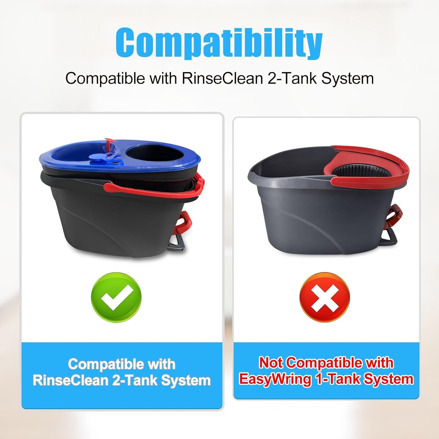 Mop Replace Head Mop Handle for O Cedar Mop, Mop Replacement for Ocedar Spin Mop Includes 2 Mop Heads Replacements 4-Section Mop Handle 1 Mop Base 1 Scrubber Mop Head for O-Cedar Spin Mop