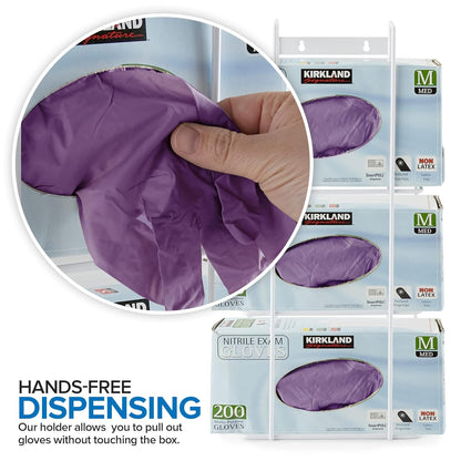 Stock Your Home (White Metal Triple Gloves Dispenser, Tissue Box Shelf, Glove Box Holder Wall Mount, For Kitchen, Cleaning Closet, Lab, Exam, or Office