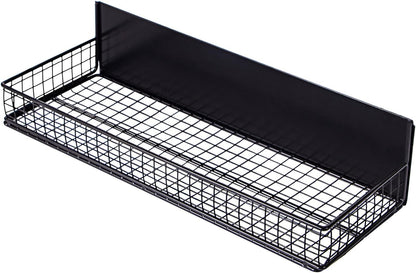 Magnetic Shelf for Fridge Magnetic Basket Organizer Wire Mesh Magnetic Holder Magnet Shelf Accessories for Office Kitchen Classroom Storage, Black-Low, 13.77" x 5.11" x 1.7