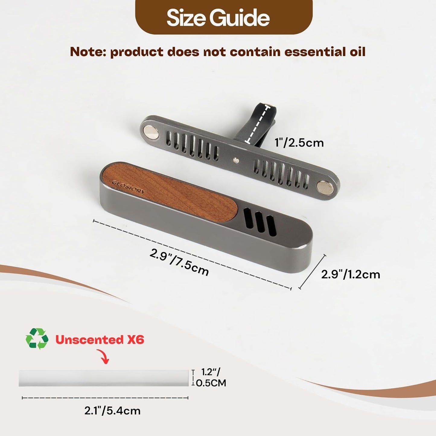 2 Packs Car Air Freshener Diffuser, Essential Oil Diffusers Vent Clip, Perfume Diffuser with 6 Refill Unscent Fiber Sticks, Premium Car Accessories, Metal & Wood design, Custom Scent, Gift For Men