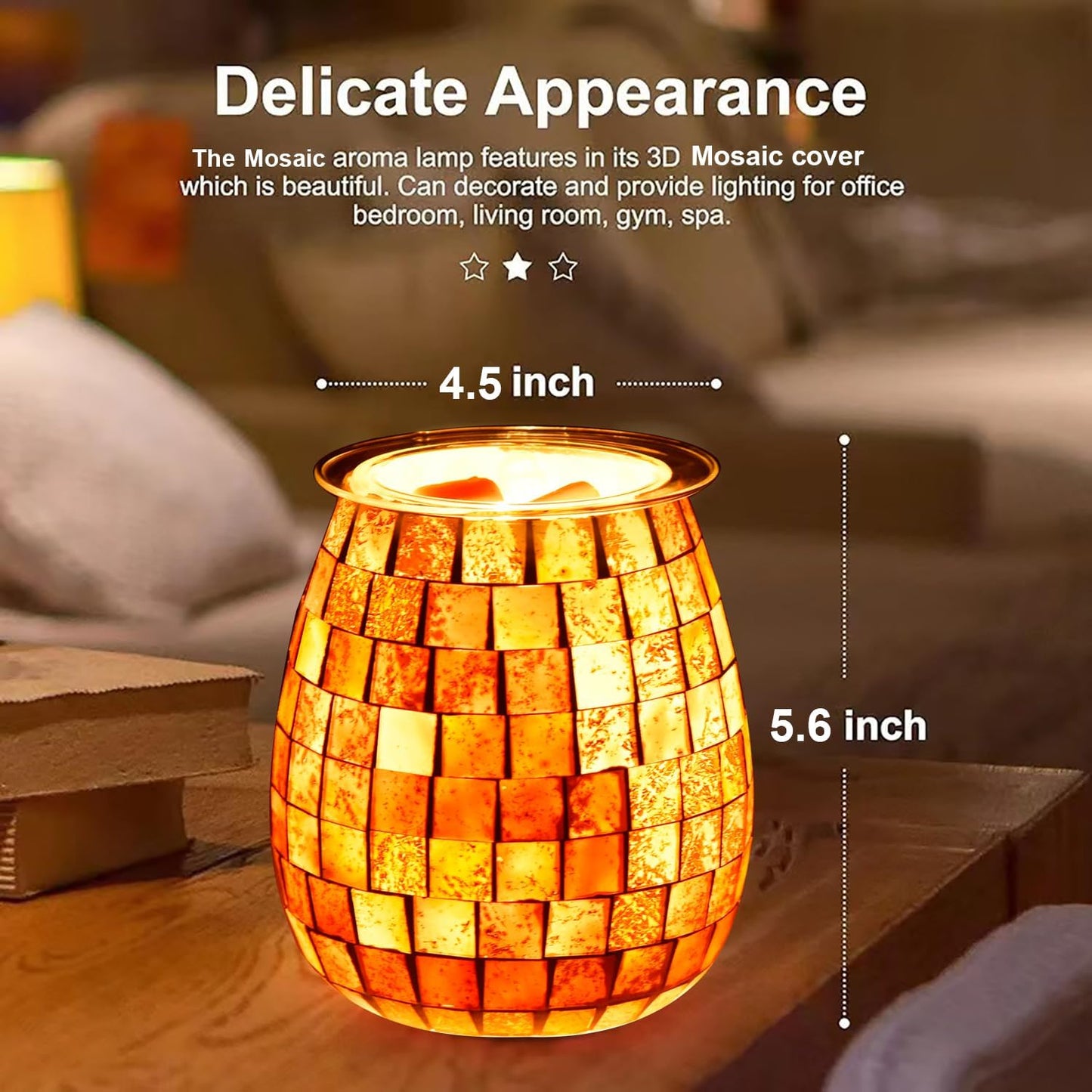 Dicimi Glass Wax melt Heater, Mosaic Electric Fuel Burner, Candle Wax melt Romantic Fragrance Heater Essential Oil Burner, Suitable for Gifts, Home Decoration（Platinum Cube）