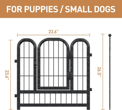 Metal Dog Playpen, 24" Inch Height 24 Panels, Ideal Dog Fence for Large/Medium/Small Dogs Indoor & Outdoor Bliss, Perfect Dog Pen for Camping, Yard and RV | Black-Silver