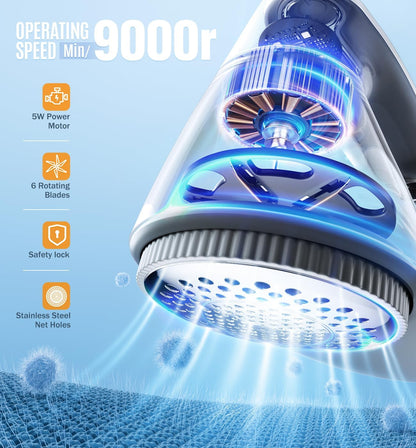 POPCHOSE Fabric Shaver for Clothing, Electric Lint Remover Sweater Shaver to Remove Pilling, Depiller for Clothes, Furniture, Couch, Fuzz with 6-Leaf Blades Extra, Electrostatic Brush