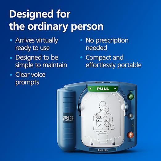 Philips HeartStart OnSite AED Defibrillator with Portable Emergency Medical Kit, CPR Guidance and Voice Prompts, OnSite Ready Pack Business Package with Standard Carry Case, M5066A-R01BPB