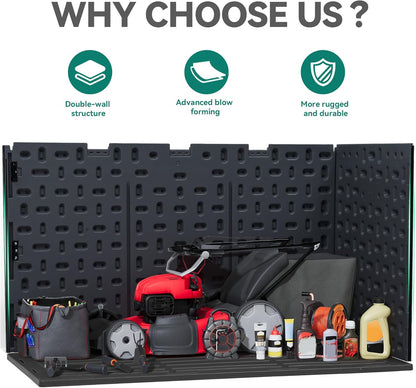 YITAHOME 200 Gallon Extra Large Deck Box, Double-Wall Resin Outdoor Storage Box with Flexible Divider for Patio Cushions Pool Supplies Garden Tools, 990 lbs Load Capacity, Lockable (Black)