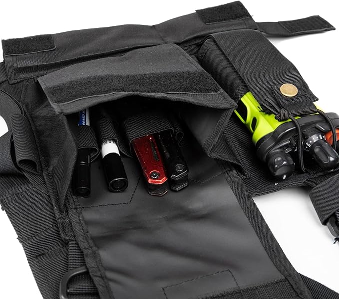 LUITON Radio Chest Harness with Reflective Strips Shoulder Holster Radio Vest Holder Two Way Radio Vest Rig Walkie Talkie Case with Front Pack Pouch for Motorola/Midland/Baofeng/Retevis