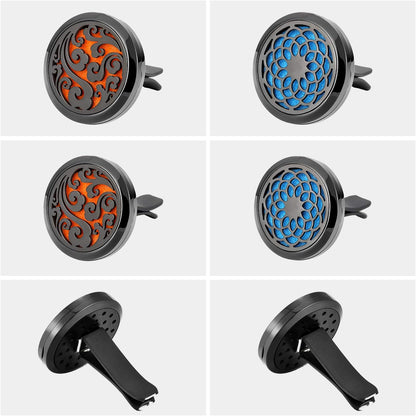 2 Pieces 316L Car Aromatherapy Oil Diffuser Air Freshener with 48 Felt Pad (Cloud, Sunflower Patterns)