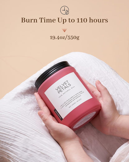 M&SENSE Velvet Petals Large Soy Candles for Home Scented, Organic Natural Soy Wax 19.4oz 110 Hour Long Lasting, Luxury Floral Scented Candle Gifts for Women