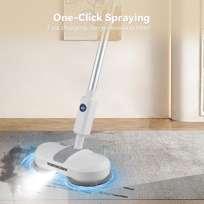 Cordless Electric Mop, Dual Motor Powerful Spin, Cordless Mop with LED Headlight/Water Sprayer, 250ML Large Water Tank Spin, Quiet Cleaning & Waxing-Suitable for Multi-layer Floors