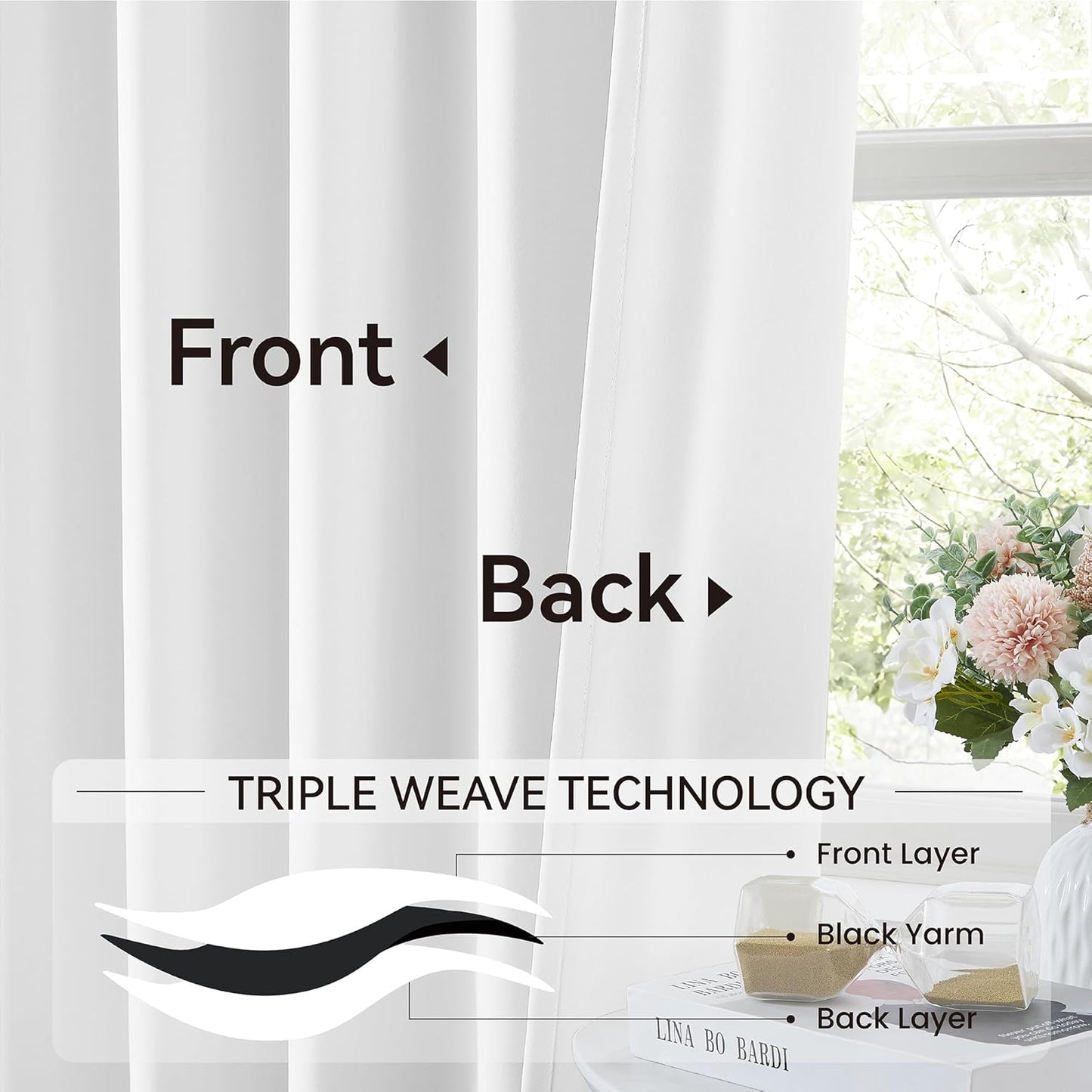 KangBang White Pleated Privacy Curtain Panels 102 Inch Length, Memory Shape Pinch Pleat Neutral Drapes Ceiling to Floor Elegant Modern Decor for Home Office Living Room, W40xL102,2 Panels