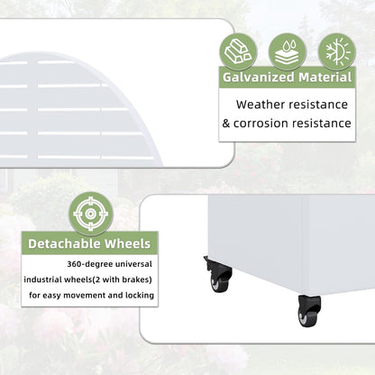 Casaphoria Metal Raised Garden Bed with Trellis and Wheels, 72"x35"x16" Arched Planter Box for Climbing Plants, Vegetables & Vines, Features Drainage Holes and Privacy Screen (White-Louvered)