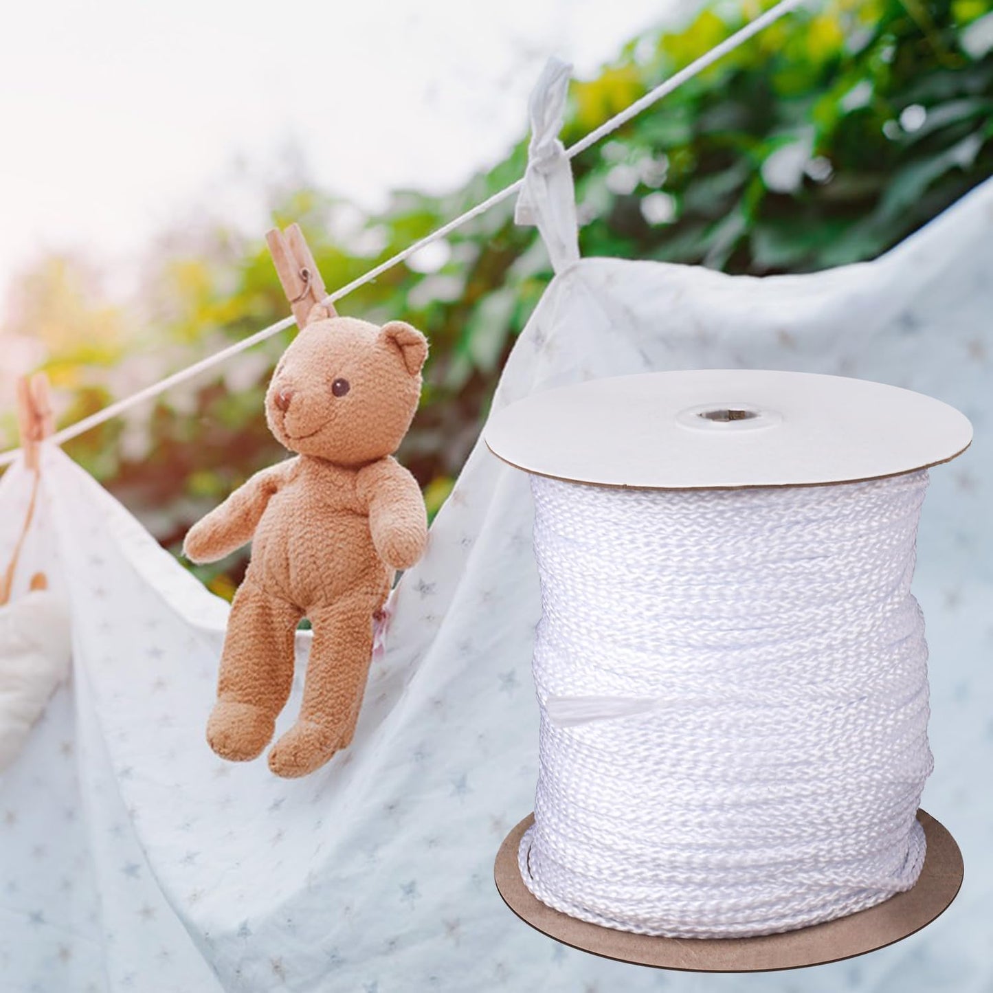 1/8 Inch White Polyester Rope - 500 Foot White Low Stretch Polyester Rope for Hiking, Kayaking, Tarps, Camping