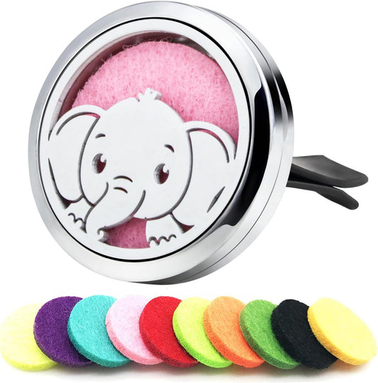 Car Diffuser Vent Clip 30mm Car Essential Oil Diffuser Vent Clips Aromatherapy Air Freshener with 10 Felt Pads Car Accessories Mother's Day for Women (Elephant Boy)