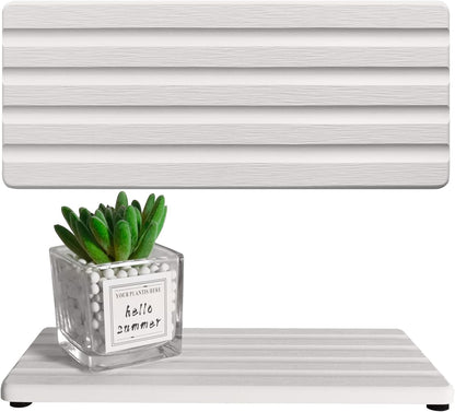 Diatomite Soap Dish, Water Absorbing Stone Tray, Kitchen Sink Organizer, Fast Drying Counter Holder (White, 11" x 4.7"/28 x 12cm)