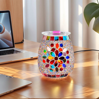 Dicimi Mosaic Glass Electric Wax Melt Warmer, Candle Warmer & Essential Oils Burner - Premium Wax Melts Burner (Petal)