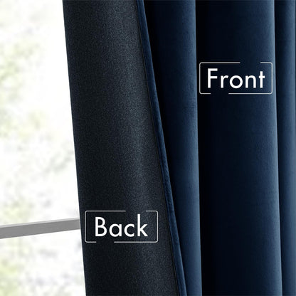 MIULEE Navy Blue Velvet Curtains 90 inches Long 2 Panels - Luxury Pinch Pleated Room Darkening Window Drapes for Bedroom Living Room Thermal Insulated Super Soft Blackout, Back Tab Rod Pocket