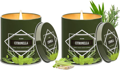 Citronella Candles Outdoor 2-Pack, Total 18oz Citronella Candles for Outside Patio, Camping & Garden, Summer Gifts for Indoor Home Scented, 50-Hour Burn Time, 9 Ounce Each