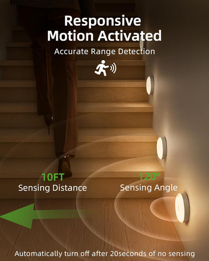 EZVALO Under Cabinet Lighting,1000mAh Rechargeable Puck Lights with Remote,3 Color Temps & 12 RGB Motion Sensor Closet Lights Indoor,Dimmable Under Cabinet Lights for Kitchen,Cabinets,Closet (3 Packs)