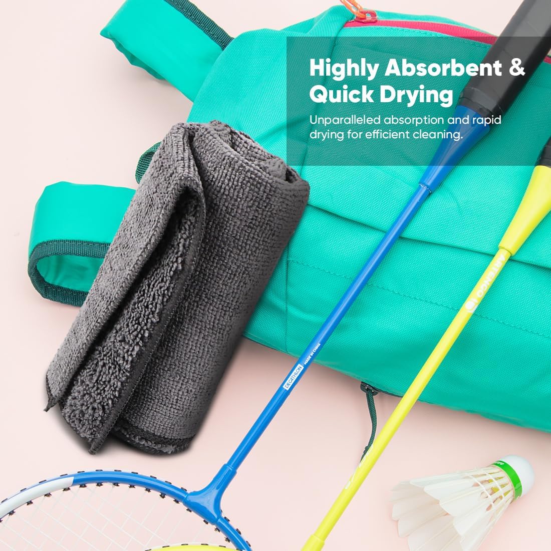 HOMEXCEL Microfiber Washcloths 12 Pack, Highly Absorbent and Soft Face Towel, Multi-Purpose Grey Wash Cloths for Bathroom, Hotel, Spa, Gym, and Kitchen, 12x12 Inch