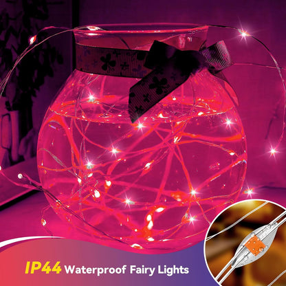 4 Pack 60LED Christmas Fairy Lights Battery Operated - 20FT Twinkle Lights with 2 Lighting Modes Indoor Outdoor, Waterproof Led Fairy String Lights for Bedroom, Wedding, Dorm, DIY Decor, Pink
