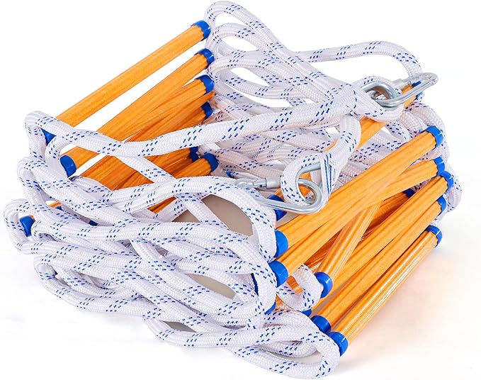 Emergency Fire Escape Ladder, 32.8FT Rope Ladder, Flame Resistant Safety Extension Ladder with 2 Hooks, Fast to Deploy Sturdy and Strong Portable and Reusable 2 Story,Weight Capacity up to 2000 LB