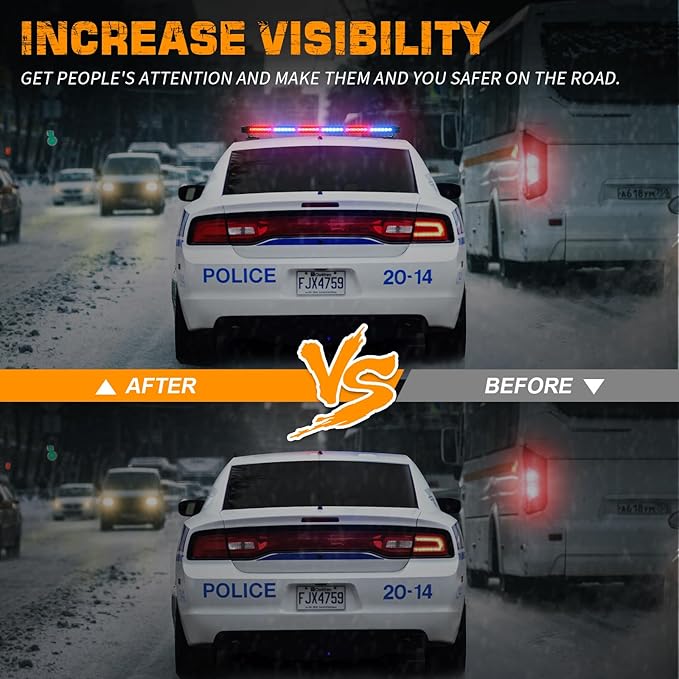 XRIDONSEN 28.4" 80 LED Roof Top Police Lights Red Blue Police Light Bar Emergency Strobe Warning Flashing Safety Double Side Traffic Advisor Lights Magnetic Mount for Law Enforcement Vehicles Trucks