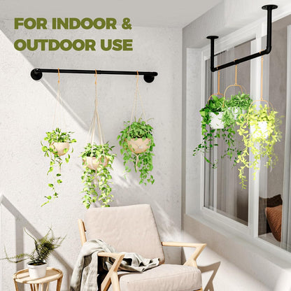 2Pc Hanging Planters for Indoor Plants Plant Hanger Indoor Hanging Plant Holder Black Metal Rod(Pot/Chain/Plant not Included