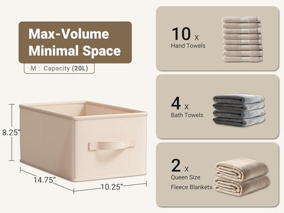 Storage Bins, Fabric Satin Storage Baskets for Shelves, 14.75"L*10.25"W*8.25"H Collapsible Storage Bins with Handles for clothes, Closet Baskets and Bins with Handles, Blush Pink, 3-Pack