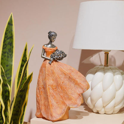 Guichifun Fairy Statue Collection Home Decoration - Orange Leaf Angel Girls Resin Home Decor for Outside or Inside Rustic Garden Outdoor Yard Decorations Figurines Gift 7.5 x 4.5 x 11.5 Inch