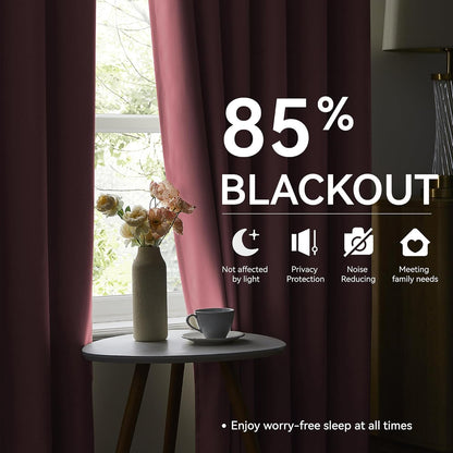 KangBang Rose Pink Blackout Curtains for Girls Bedroom 2 Panels, Light Blocking Pinch Pleat Vertical Drapes with Hooks for Nursery, Solid Privacy Elegant Modern Decor,40x84 Inch