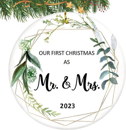 First Christmas Married Ornament 2023, Wedding Gifts for Couple, Our First Christmas as Mr Mrs Gifts, Bridal Shower Gift, Just Married Ornaments, 1st Year Wedding Ornament for Newlywed