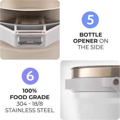 Large Insulated Ice Bucket with Lid – Stainless Steel Ice Bucket and Scoop – Ice Buckets for Parties, Bars – Ice Bucket with Lid and Scoop – Outdoor Ice Bucket, Cocktail Use (Black)