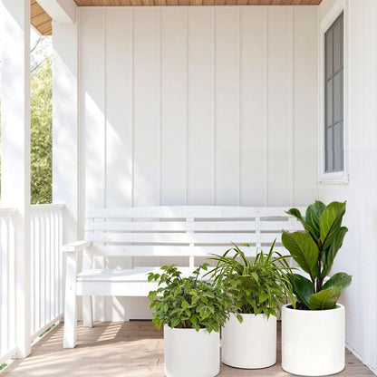Fox & Fern Matte White Plant Pots with Drainage Plug (Set of 3) — Premium Lightweight Fiberstone 8, 10, and 12 Inch Planters for Indoor and Outdoor Use; Weather Resistant & UV Resistant