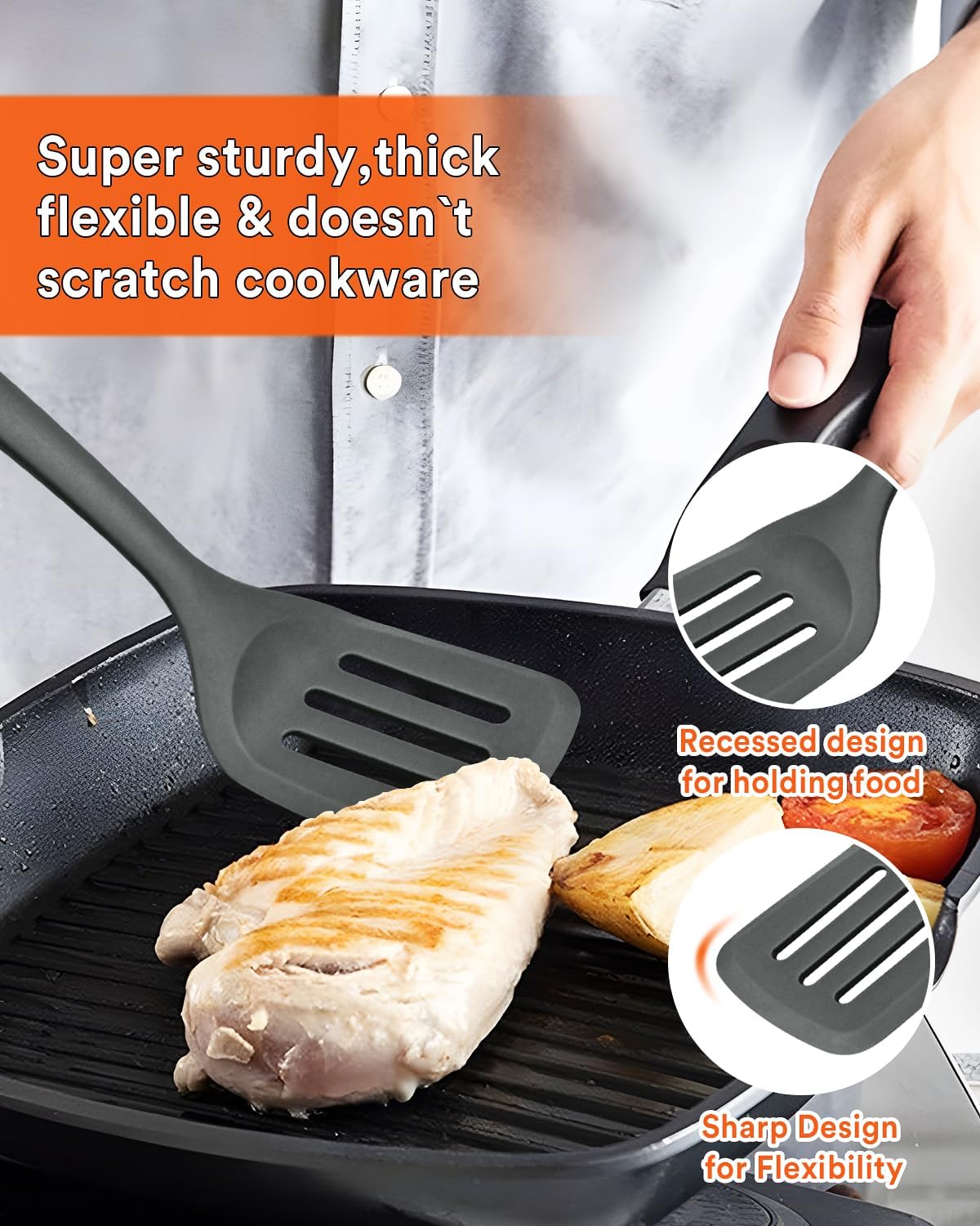 Kitchen Utensils Set, 13PCS Silicone Cooking Utensils, Heat Resistant Kitchen Utensil Spatula Set for Nonstick Cookware, Wooden Handles Kitchen Gadgets Tools Set