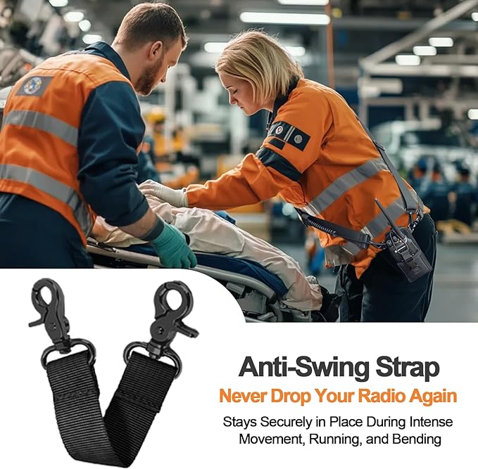 2 Pack Firefighter Radio Strap and Holder with Sway Strap Bundle Set, Adjustment Ability and Mic Holder, Holds Walkie Talkie Radio Securely, Light Weight, for Fire EMT Paramedics