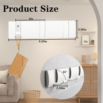 Folding Coat Hooks, Wall Mounted Coat Rack with 3 Retractable Hooks, Heavy Duty Towel Rack for Bathroom Wall Hook for Hanging Clothes Bathrobe, Stainless Steel Coat Hanger for Entryway(White)