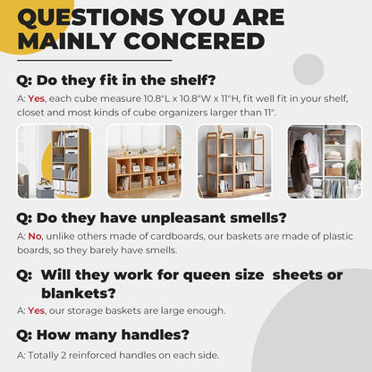 Criusia Storage Cubes -11 inch Closet Organizers and Storage Bins for Clothes -6 Pack Fabric Storage Baskets for Shelves, Cube Organizer/ Toy Storage Organizer/ Dorm Room Essentials/ HouseWarming Gift