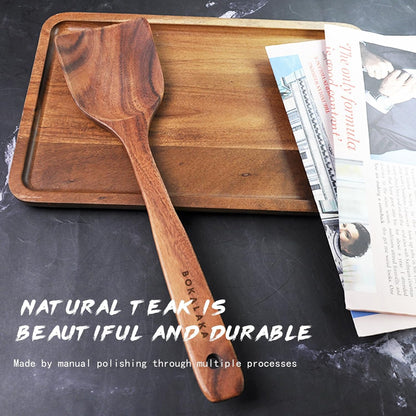 Wooden Spatulas, 1 Pcs Natural Teak Wood Spoon for Cooking Wooden Kitchen Utensil Wooden Spoons & Spurtle for Cooking