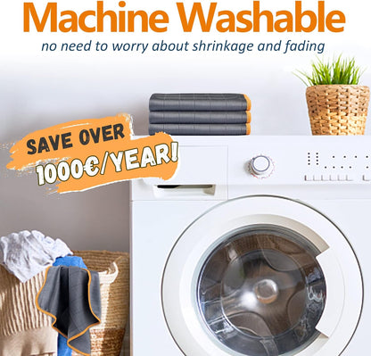 Airlab Carbon Microfiber Towels for Car Glass Window Polishing Cleaning Cloth Auto Detailing Lint Free Streak Free Drying Car Wash Towel, Pack of 3, 12" x 12", Grey-Orange