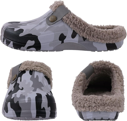 Beslip Classic Fur Lined Clogs Waterproof Winter Fuzzy Slippers for Women Men Indoor and Outdoor