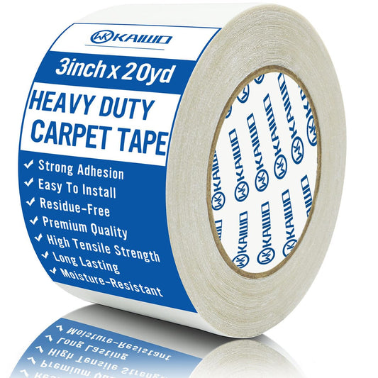 Heavy Duty Carpet Tape Double Sided 3 in x 20YD Rug Tape for Area Rugs on Carpet Perfect Rug Gripper for Holding Area Rugs Hardwood Floors Outdoor Rugs Stair Treads White.