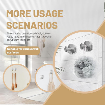 4 Pcs Suction Cup Hooks for Shower，Removable Hooks，Towel Hook，Suction Hook for Bathroom, Bedroom, Glass Window (Bright Silver)